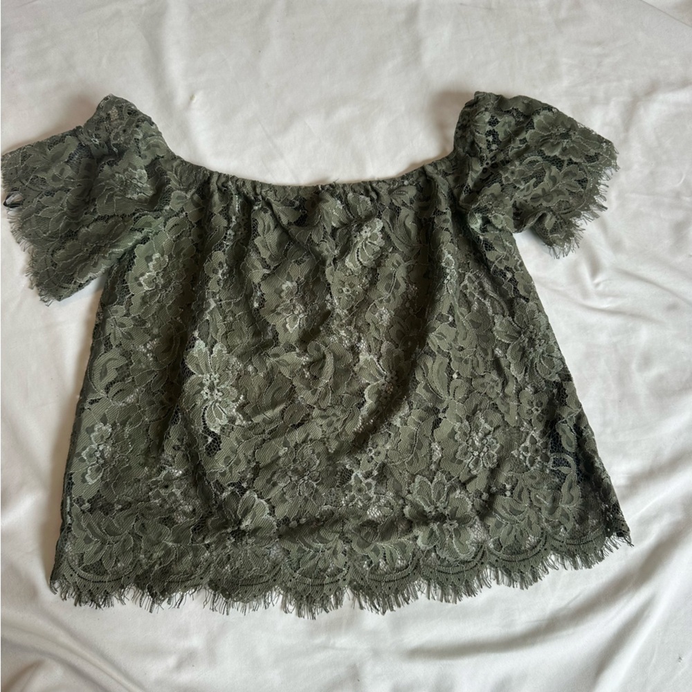 Bebe Olive Lace Blouse